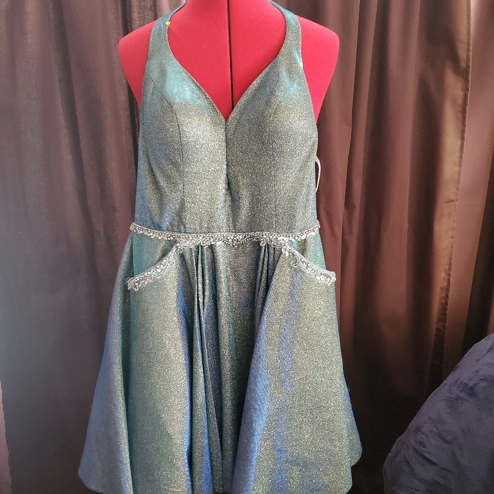 Short Halter shimmering dress.